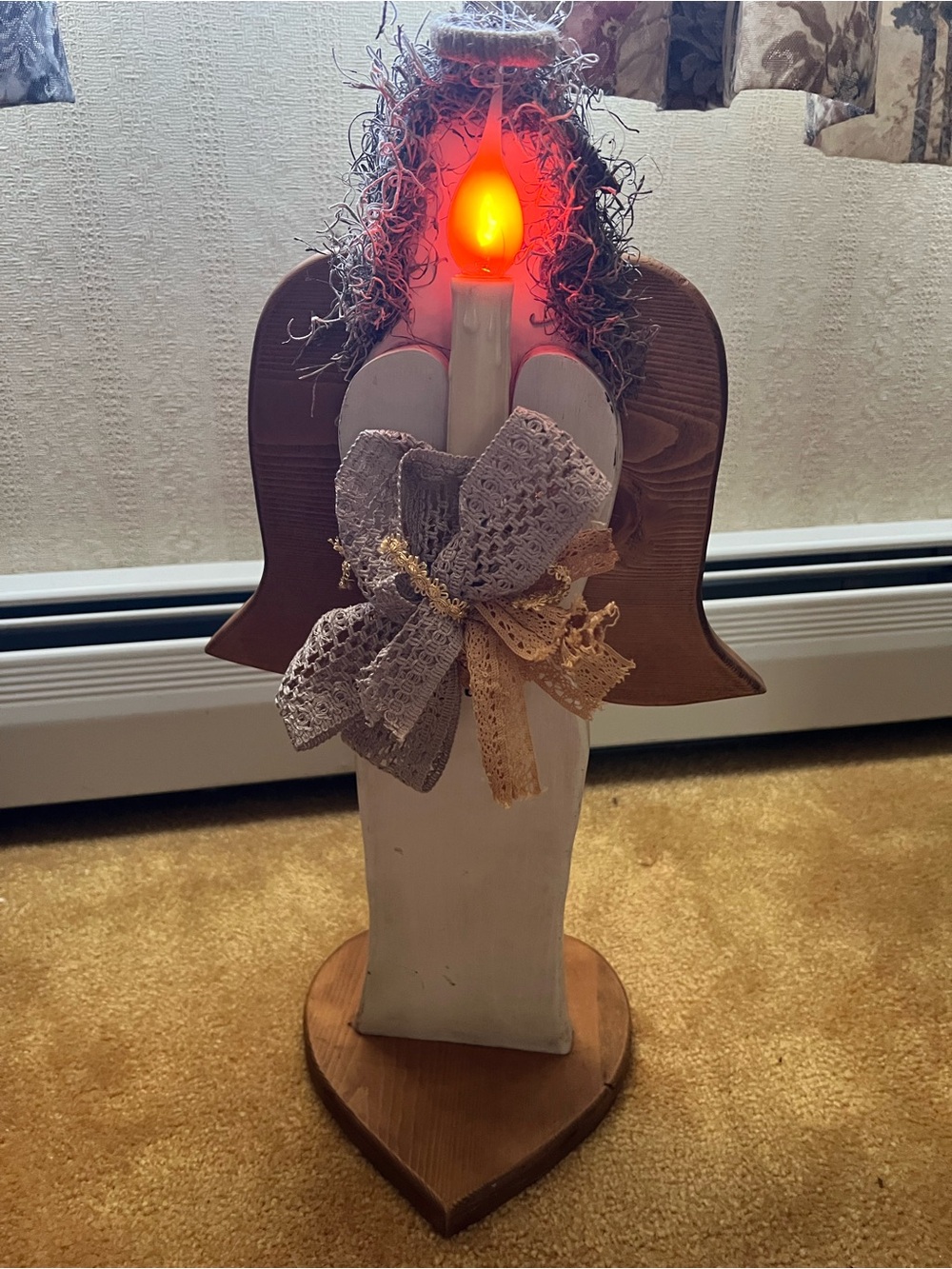 Large White Wooden Angel Table light